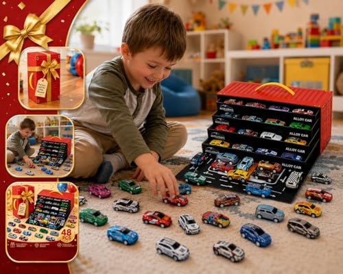 Image of TASMAX car Container with 48 Cars in one Box mini car Set for Kids Gift