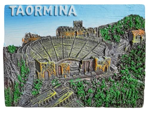 Imán decorativo para refrigerador Taormina Sicily Italy miniatura 1