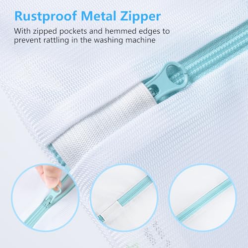 OTraki Bolsa de Lavanderia Grande, 2 PCS Bolsa de Lavadora Malla 90 x 110cm Bolsa Lavandería con Cremallera Saco para Colada y Organizador de Ropa para Suéter, Abrigo Cortinas y Colchas - imagen 5
