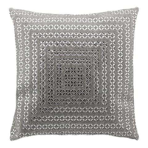 Madison Avenue Pillow, Glass Rhinestones in Dazzling X Pattern, Statement Home Decor Accessory, Charcoal, 16x16, Sold Individually Cover