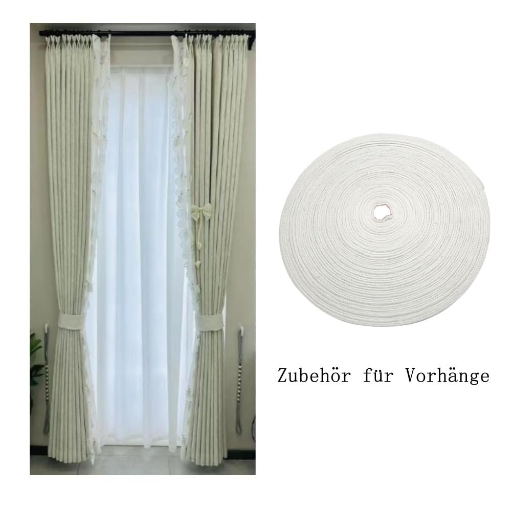 Bande de rideau universelle - 52 m x 7 cm - Ruban fronceur universel - Ruban plissé - Ruban de plomb à coudre - Accessoire pour décoration de chambre à coucher - Moustiquaire - Nappe