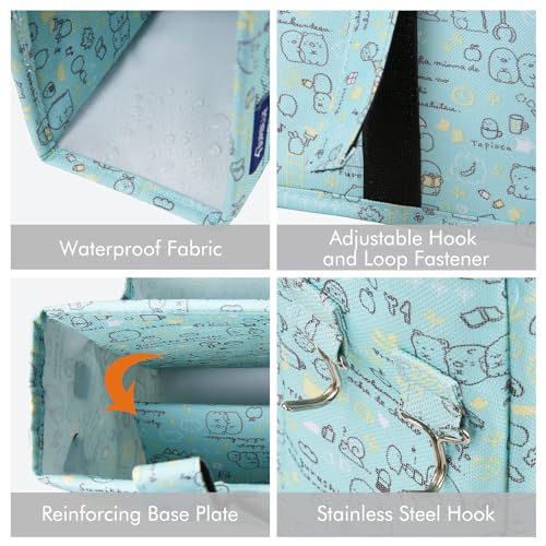 Image of Surblue Bedside Caddy Hanging Organizer Storage Bag for Bunk and Hospital Beds, College Dorm Rooms, Baby Rails, Camp Chairs, Wheelchair - 4 Pockets, 2 Hooks (Cartoon)