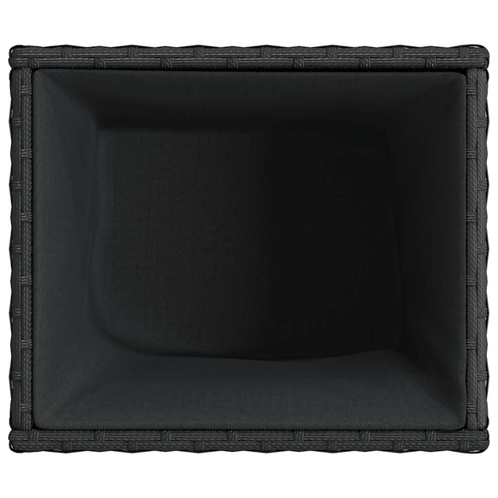 Donice ogrodowe 2 szt czarne polirattan 36x30x32 cm skrzynki na kwiaty zewnętrzne wytrzymałe na warunki atmosferyczne zestaw dekoracyjny do ogrodu balkonu tarasu