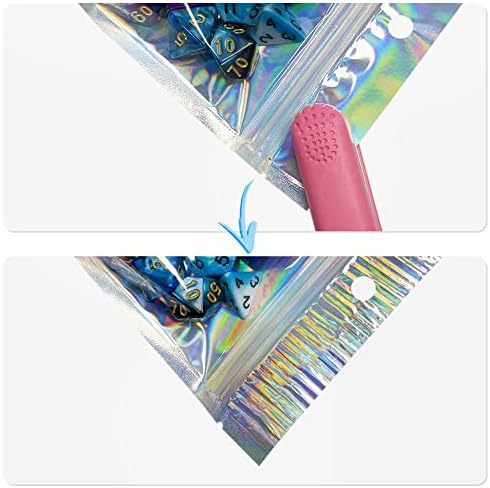 HRX Package Holographic Ziplock Bags, 14x20cm Sealable Mylar Sweet Pouch Foil Bags for Wax Melt Packaging Food Sample Bags(Pack of 50)