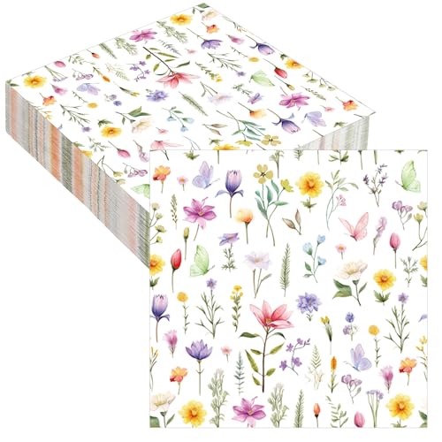 Servilletas de Flores Colores 20 Piezas Servilletas Papel de Primavera Servilleta Decoupage Para Cumpleaños Bodas en el Jardín Baby Shower Picnics Fiesta De Té Almuerzo Festivo Celebraciones