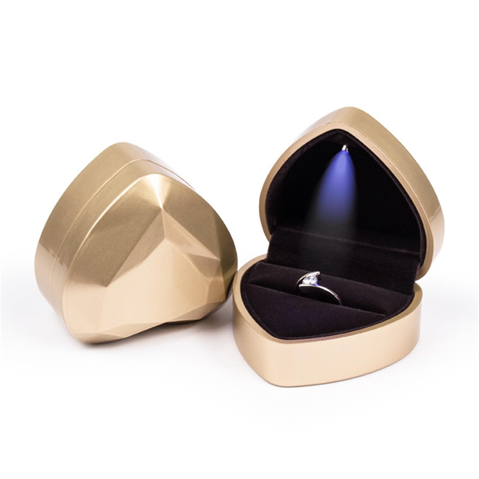 JFNKLFG Engagement Ring Boxearring Box Small Jewellery Organiser Cases for Proposal, Wedding(Gold)