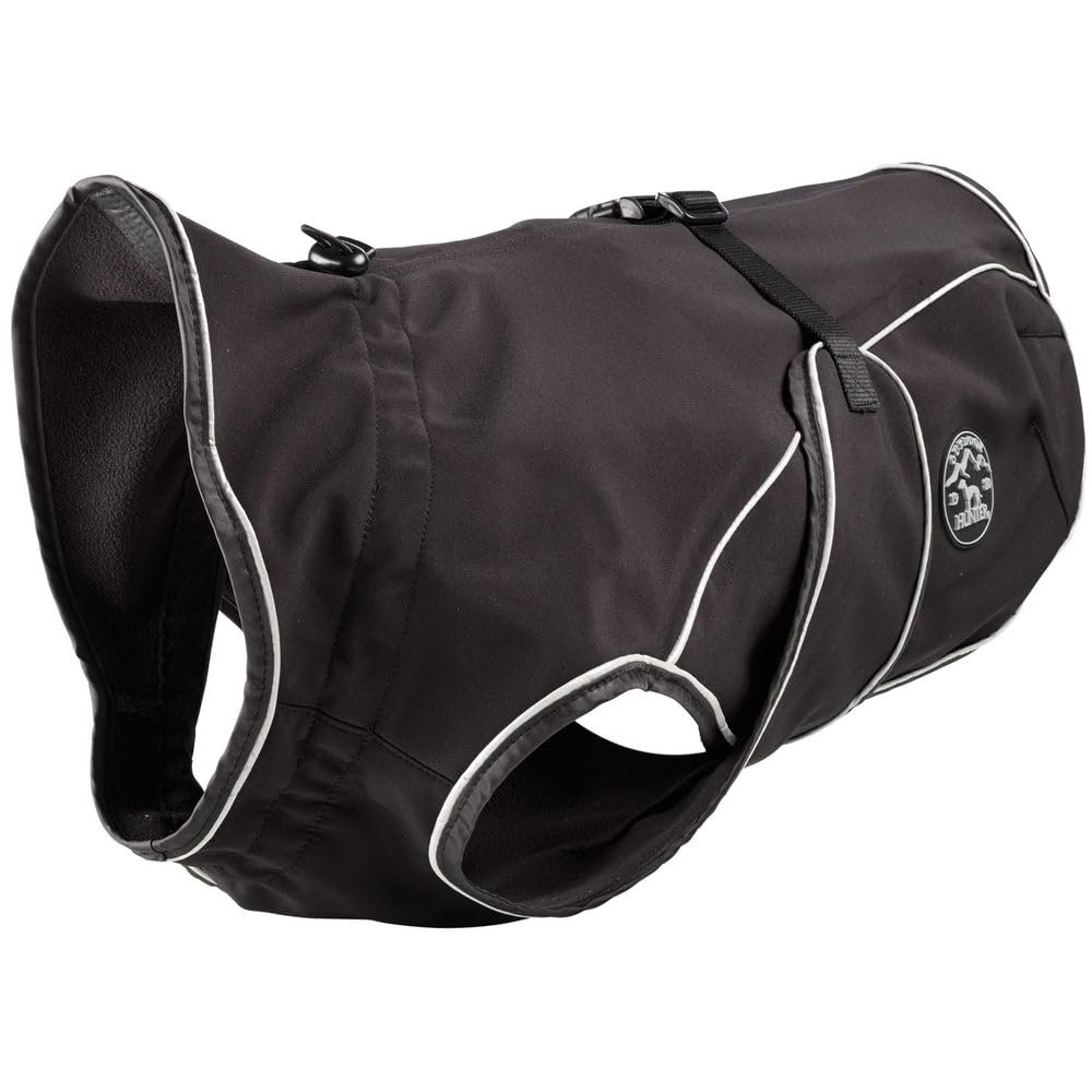 HUNTER Hundemantel UPPSALA SOFTSHELL, Farbe: schwarz, sportliches Design, wasser- und winddicht, mit weichem Fleece-Innenfutter, individuell einstellbar, reflektierend, waschbar, Größe: 40
