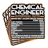 (4Pcs) Chemical Engineer Vinyl Decal Sticker – Nutritional Facts Quote for Laptops, Water Bottles, Cars, Bumpers, Toolboxes – Gift for Coworker, Office, Birthday, Christmas – Waterproof Vinyl Sticker