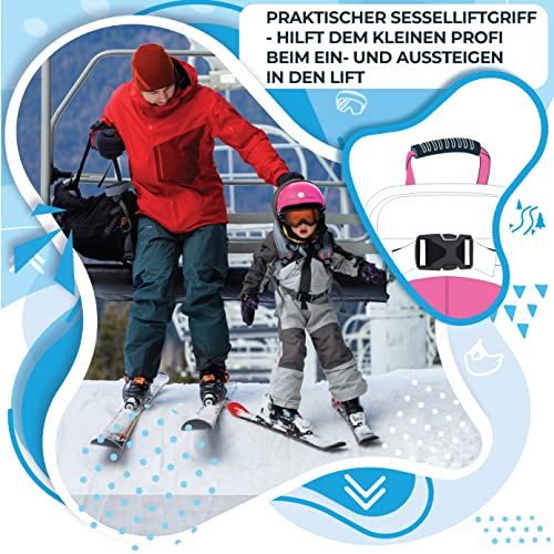 Sklon Kinderrucksack mit Sicherheitsleine für das Ski- und Snowboardtraining – Bringen Sie Ihrem Kind die Grundlagen des Skifahrens und Snowboardens bei (Rosa)