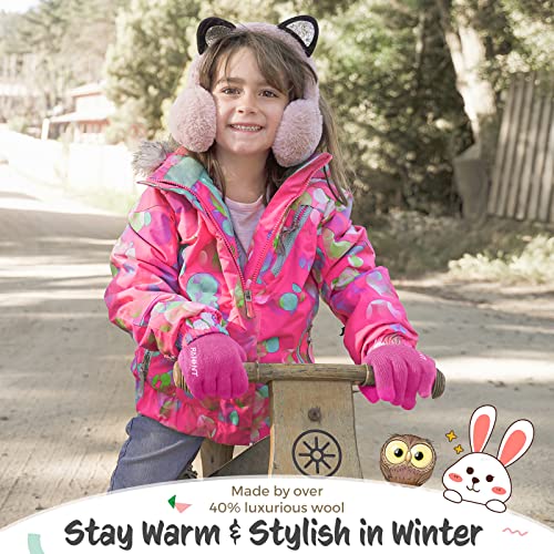 Image of Rahhint Kids Winter Gloves for Boys Girls Children Toddler Thermal Wool Knit Gloves with Insulated Fleece Lining Keep Hand Warm Gift