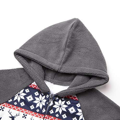 IFFEI Matching Family Footed Pajamas Hoodie Sleeper Christmas PJ's Festival Snowflake Plush Cozy Warm Onesie with Pockets4