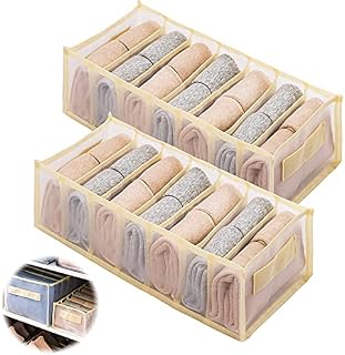 Clothes Organiser, 2 Pieces Wardrobe Organiser Trousers Drawer, Folding Mesh Clothes Storage with Handle, Storage Box Clothing Organiser for T-Shirts, Jeans, Leggings, Skirt