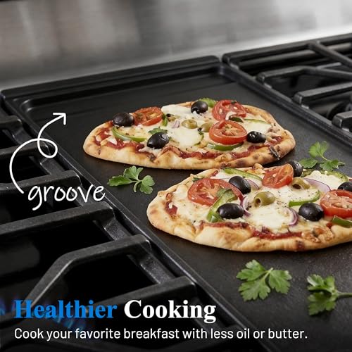 Image of Non-Stick Griddle Replacement for GE Appliance Stove Cooktop,Aluminum | WB31X24738 Griddle Pan | 9 x 19.5 inch Fit for GE Stove Top Center Burner | Easy to Clean & Dishwasher Safe