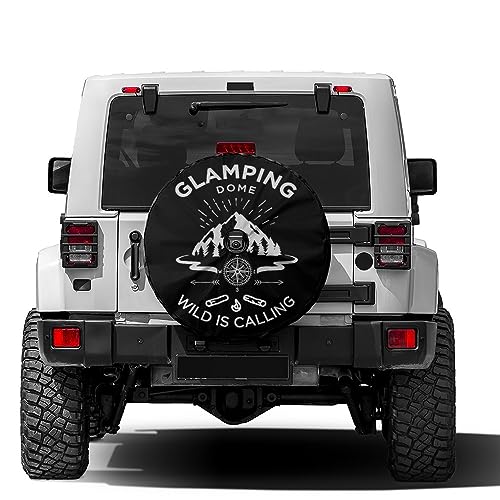 Image of Glamping Camping Spare Tire Cover with Backup Camera Hole Wheel Tire Cover Fit Trailer, RV, SUV and Many Vehicle 12inch
