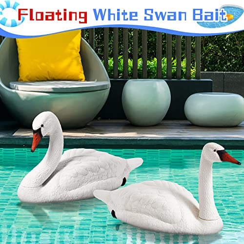 Geetery 2 Pcs Swan Decoy Pond Floating Decoration Plastic Lifelike Goose Floating Decoys Garden Pond Decoration for Fields Float on The Water Pool Garden Accessories, White
