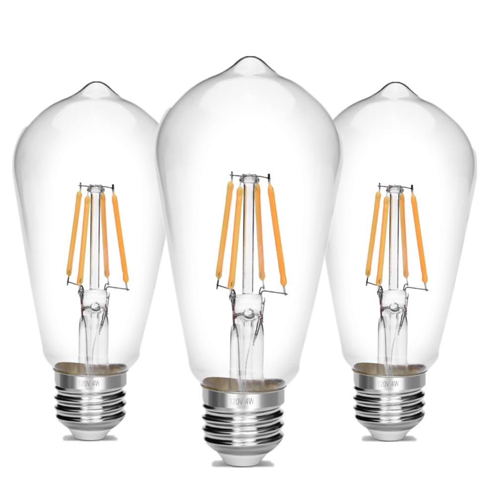LED Edison Bulb,Antique 40W Vintage Bulb,E26 Non Dimmable Led Bulb 450 Lumens 2700K, Warm White, Pack of 3