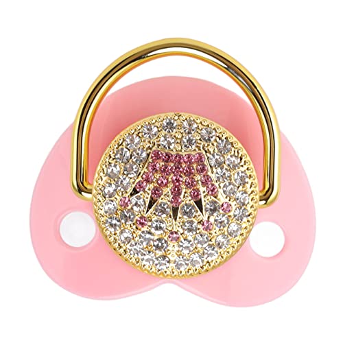 Image of Silicone Baby Pacifier, Ultra Soft Curved Design for 6-18 Months Infants, Premium Seamless Construction, Metal Accents with Bling Detail