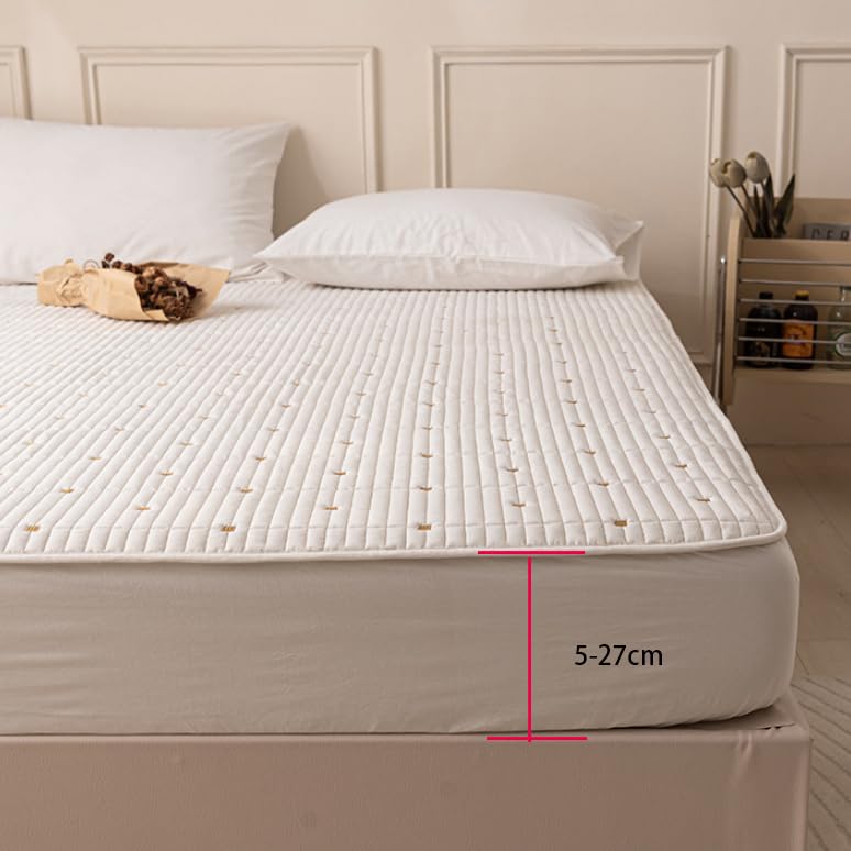 FCLDESHOP Transpirable,Protector De Colchón De Pañales Impermeable Acolchado De Algodón Puro, Adecuado para Colchones De 12"/30 Cm De Profundidad,Blanco,200 * 220cm+30cm