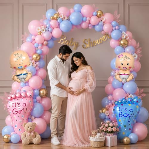 Image of Party Propz Baby Shower Decorations Kit - 34 Pcs Baby Shower Balloons with Banner, Mom To Be Decoration Items Set, Foil Balloons, Maternity Props for Photoshoot (Cardstock, Latex)
