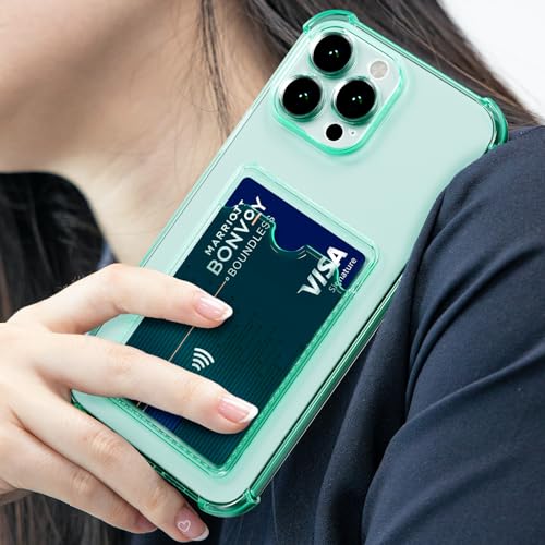 Image of AKABEILA Case for iPhone 15 Pro Green Cute Phone Case Soft TPU Wallet Case Slim Bag Cover Shockproof with Card Slot Holder