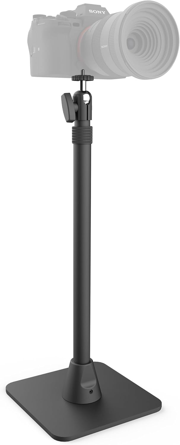ARKON Mounts Camera Desk Mount Stand with 29" Adjustable Pole | 1/4"-20 Ball Mount for Cameras, Projectors, MEVO | Portable Floor or Desk Camera Stand | Vibration-Resistant Weighted Base