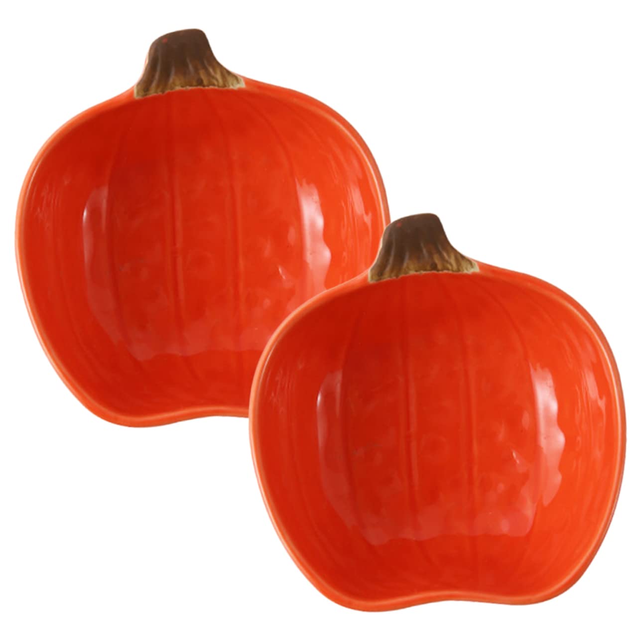 Anneome 2pcs Ice Dip Serving Container Appetizer Vinegar and Plates Dishes Or Fruit Thanksgiving Tray Seasoning Ketchup Side Orange Ceramic Pumpkin Halloween Baking Bowl Shaped Decorative