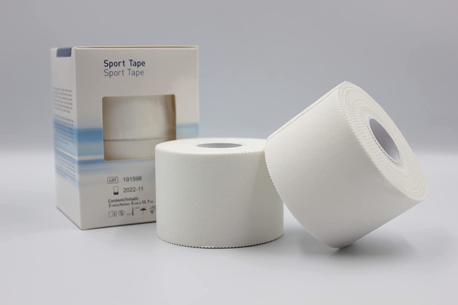 Asiamed Sport Tape Nastro per Bendaggi 5 cm x 13,7 mt in viscosa naturale con bordi zigrinati 20 pz