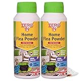Zero In Home Flea Powder - Flea Treatment for House, Kills Fleas & Larvae, Absorbs Odours - Carpets, Rugs, Furniture & Pet Bedding – Fresh Aroma, 10m² Coverage, Wood Floor Safe - 300g x 2 Multi-Pack