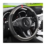 LoyaForba Carbon Fiber Car Steering Wheel Cover, Breathable Microfiber Leather for Women and Men, 15 inch Anti-Slip Odorless Steering Wheel Protector, Universal Fit for Most Vehicles
