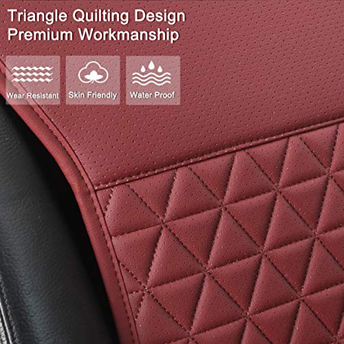 Black Panther 1 Pair Luxury Pu Car Seat Covers Protectors For Front Seats, Triangle Pattern, Compatible With 95% Cars (Sedan/Suv/Pickup/Mini Van) - Wine Red #TOP2