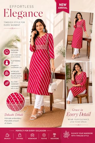 Image of Women's Pure Cotton Regular Fit Floral Printed A-Line Kurta