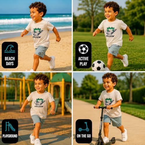Image of Volcom Toddler Baby Boy Shorts Set - 2 Piece Short Sleeve Graphic Tees and Shorts Infant Toddler Little Boys Summer Outfits