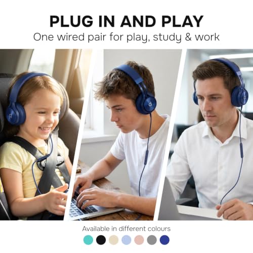 Image of ARTIX CL750 Adults & Kids Headphones with Cord, Microphone & Volume Control - Wired Headphones with Mic, Plug In Teens Corded Head phones Wire for Laptop, Computer, Chromebook, iPad & Tablet 3.5mm Aux