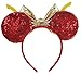 WW-WONDERFULWORLD Shiny Mouse Ears Headbands With Golden Bows & Ruby & Sequin, for Women PNA Costume Cosplay Glitter Star Wars Theme Party, Red; 2HJ