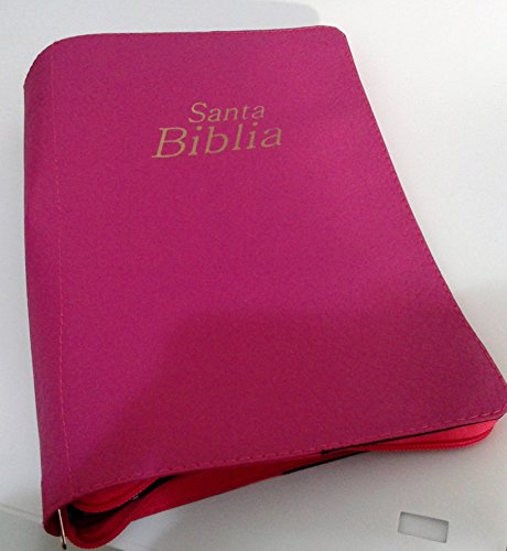 Funda rosada para Bíblia, con cremallera, de 32,5 x 21 cm