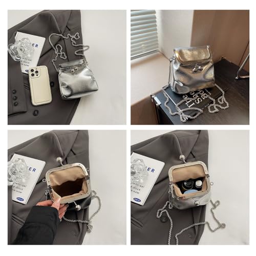 JHTPSLR Mini Pu Leather Purse Women Y2k Chain Purse Crossbody Bag Cute Evening Bags Acubi Aesthetic Pouches3