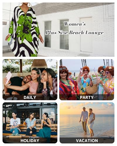 Image of Bsubseach Women Floral Print Kaftan Dresses Plus Size Bathing Suit Cover Up Moo Moos Caftan Beach Dress for Swimwear Summer