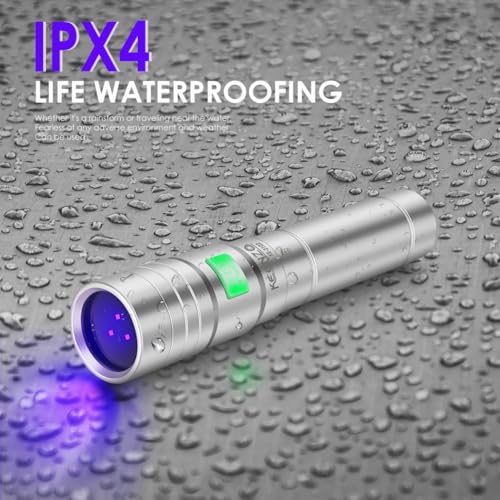 KEENZO 2102 UV 365nm Torch Rechargeable,Mini UV 365nm Black Light LED Ultraviolet Flashlight,Small UV365nm Light Blacklight Detector for Pet Urine,Stain,Bed Bugs and More - Image 4