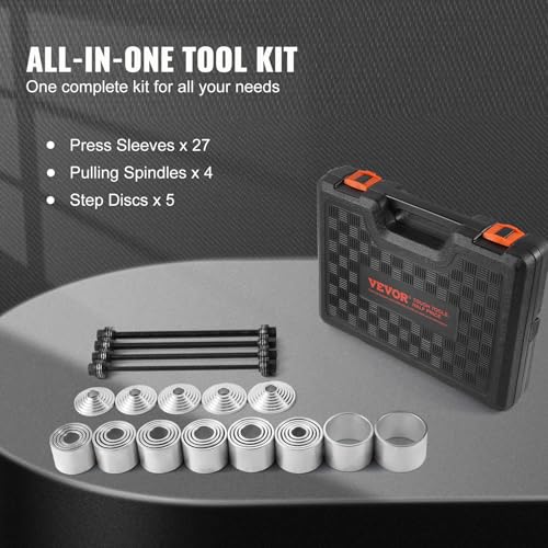 Image of VEVOR Pull and Press Sleeve Kit 36 PCS - Steel Bush Bearing Removal and Installation Set - Bush Removal Insertion Sleeve Tools with Carrying Case - Multi-Vehicle Compatibility for LCV and HGV Engines