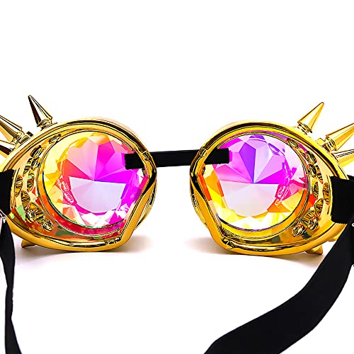 Image of 3-5 Days Delivery Kaleidoscope Rave Rainbow Crystal Lenses Steampunk Goggles
