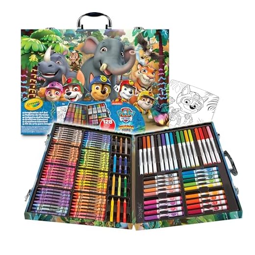 CRAYOLA - Maletín de pinturas La Patrulla Canina: La Superpelícula, Juego creativo con 128 piezas, rotuladores, lápices, ceras, actividad creativa y regalo para niños, a partir de 3 años