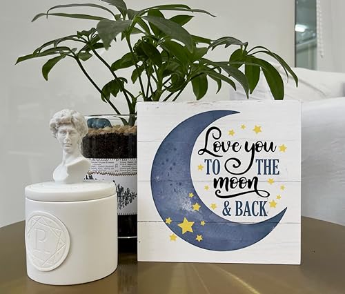 Razpah BMH227 Inspirational Wood Signs, Nursery Decor, Wooden Box Sign Desk Decor, Table Decor, Star Moon Sign, Table Decorations For Kids Room Baby Room Bedroom, Family Love Sign thumb #4