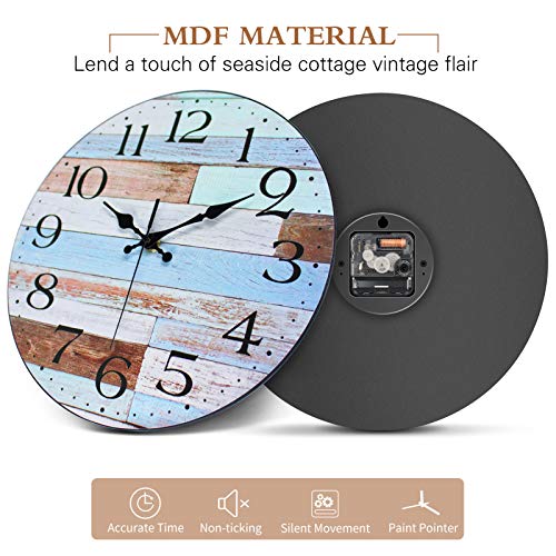 image for LAMIKO Non-Ticking Silent Wall Clocks 12 Inch Battery Operated Vintage