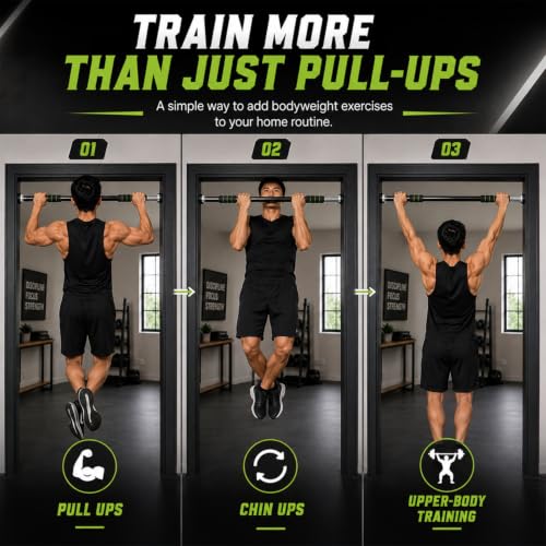 Image of Pull Up Bar for Home Gym | Doorway Chin Up Bar for Strength Training, Upper Body Workout & Fitness Exercise | 65 cm