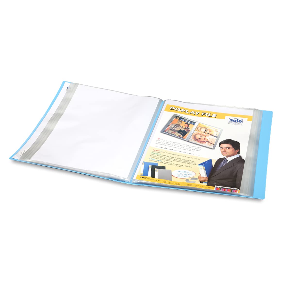 Solo Display File, Presentation Folder with Clear Document Sleeve, Professional Display Portfolio (Display File (Blue), A4 Size-80 Pocket) 3