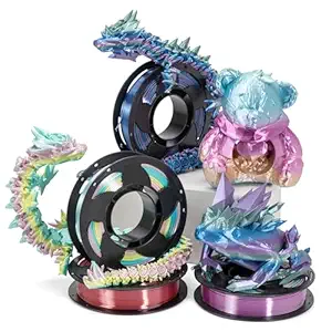 FF SUNSENKJ PLA Filament 1.75mm Rainbow Gradual Change Bundle 3D Printing Filament 200g x 4 Spools, Multicolors Silk Rainbow Gradually PLA 3D Printer Filament (Rainbow_4 Pack Silk Bundle_2)