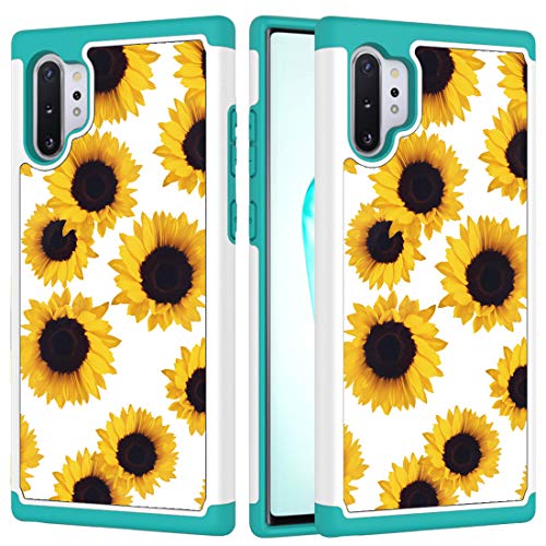 Yerebel Phone Case for Galaxy Note 10+ Plus/Galaxy Note 10 Plus 5G Cute Case for Girls, Shockproof Defender Heavy Duty Phone Cover Cases for Samsung Galaxy Note 10 Plus (Sunflower)