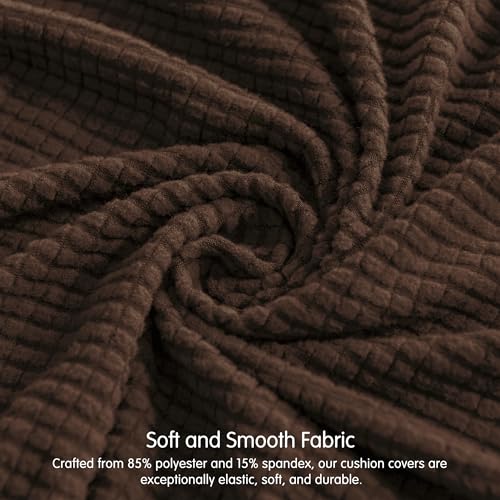 Image of CHUN YI 2 Piece Couch Cushion Covers for Sofa Seat Slipcovers Suitable with Spandex Jacquard Washable Fabric (2 Piece Sofa Cushion Covers, Chocolate)