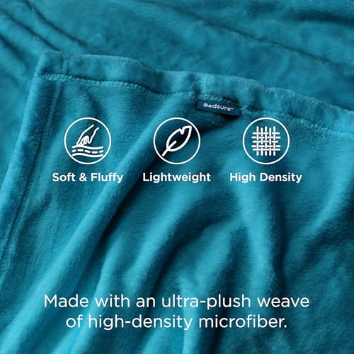 Image of Bedsure GentleSoft Twin XL Fleece Blanket Dorm Bedding - Lightweight Soft Cozy Blankets for Bed, Sofa, Couch, Travel, Camping, Teal Blue, 66 inchx90 inch