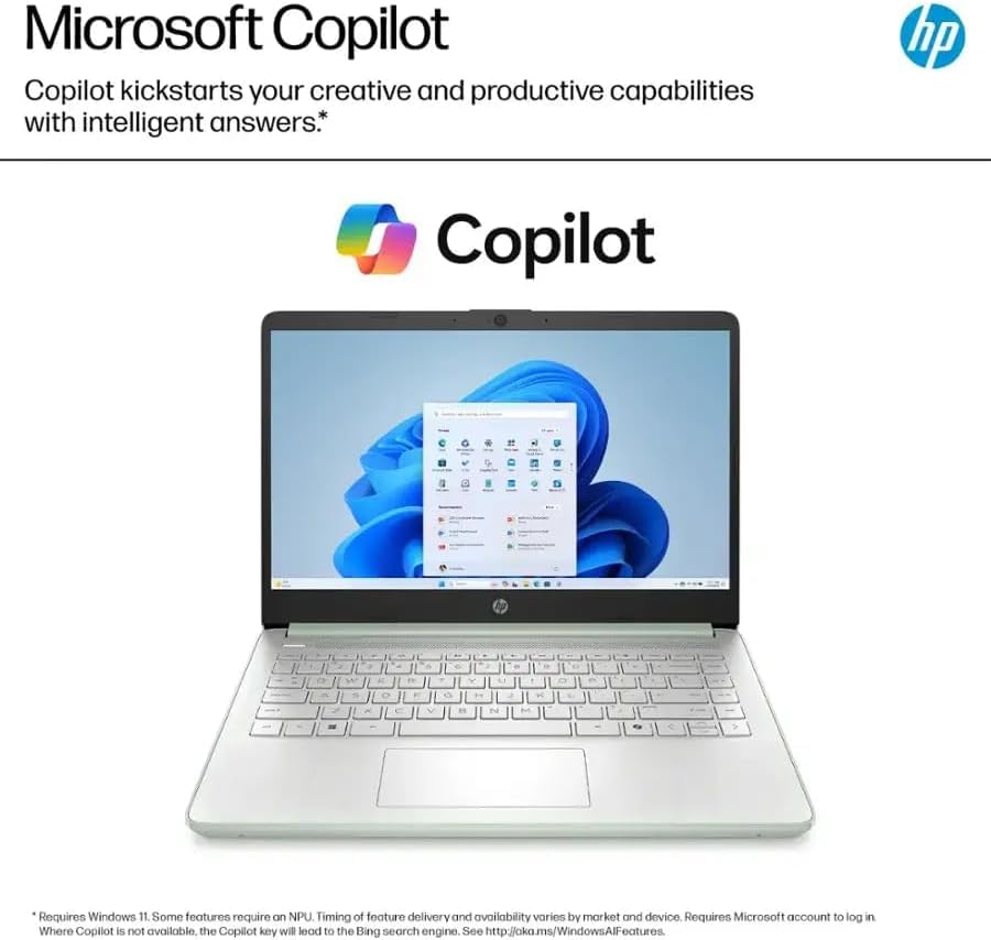 Image of HP Stream 14 Student Business Laptop, Microsoft Office 365, Copilot AI, 1TB Cloud Storage, Intel N150 Processor(Quad-core), 16GB RAM, 128GB UFS, Willow Green, Windows 11 Home, with 5ave Kit